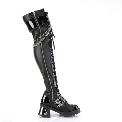 Demonia BRATTY-304 Black Platform Over the Knee Boots - 2.8 Inch Heels
