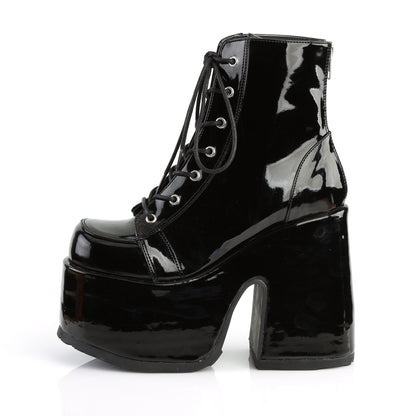 Demonia CAMEL-203 Black Lace-Up Platform Ankle Boots - 5 Inch Heels