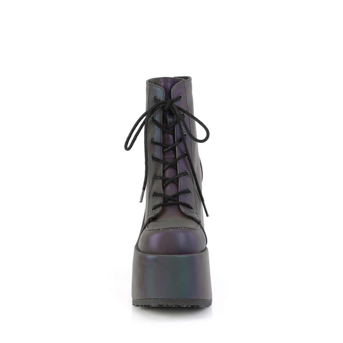 CAMEL-203 Demonia Cult Green Multi Reflective 5 Inch Alternative Women's Ankle Boots