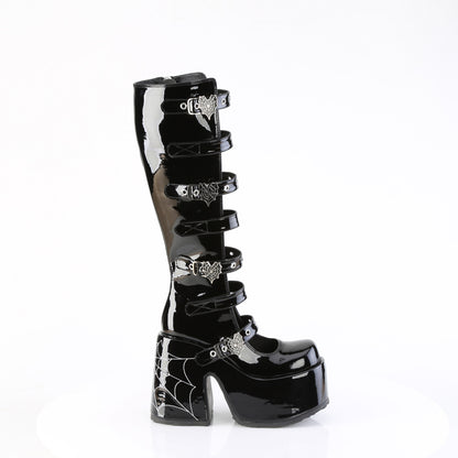 Demonia CAMEL-223 Black Platform Knee High Boots - 5 Inch Heels