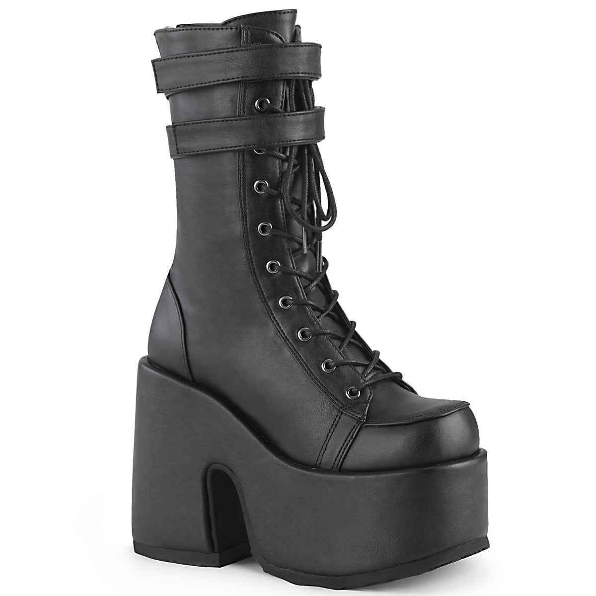 CAMEL-250 Demonia Cult Black 5 Inch Alternative Knee High Boots Blk Vegan Leather