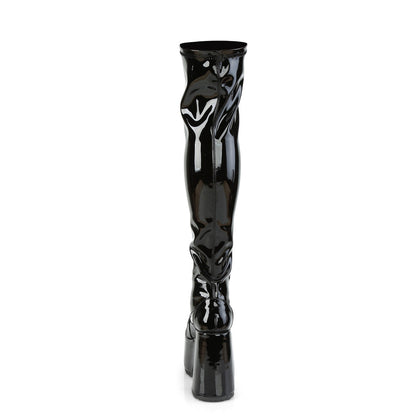 CAMEL-300 Demonia Cult Black Patent 5 Inch Alternative Women's Over-the-Knee Boots