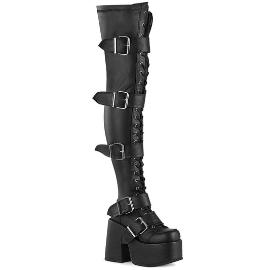 CAMEL-305 Demonia Cult Black Vegan 5 Inch Alternative Women's Over-the-Knee Boots