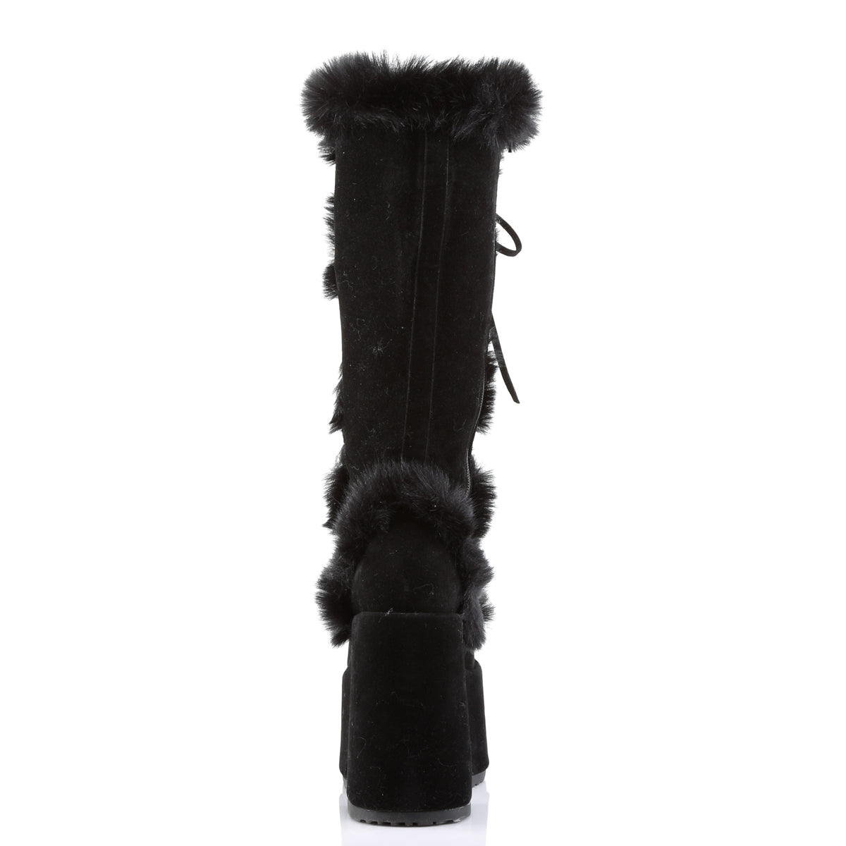 Demonia CAMEL-311 Black Vegan Suede Platform Knee High Boots - 5 Inch Heels