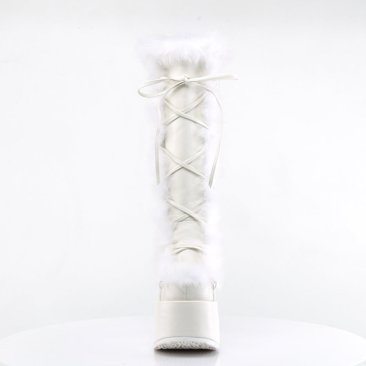 Demonia CAMEL-311 White Platform Knee High Boots - 5 Inch Heels
