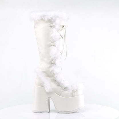 Demonia CAMEL-311 White Platform Knee High Boots - 5 Inch Heels