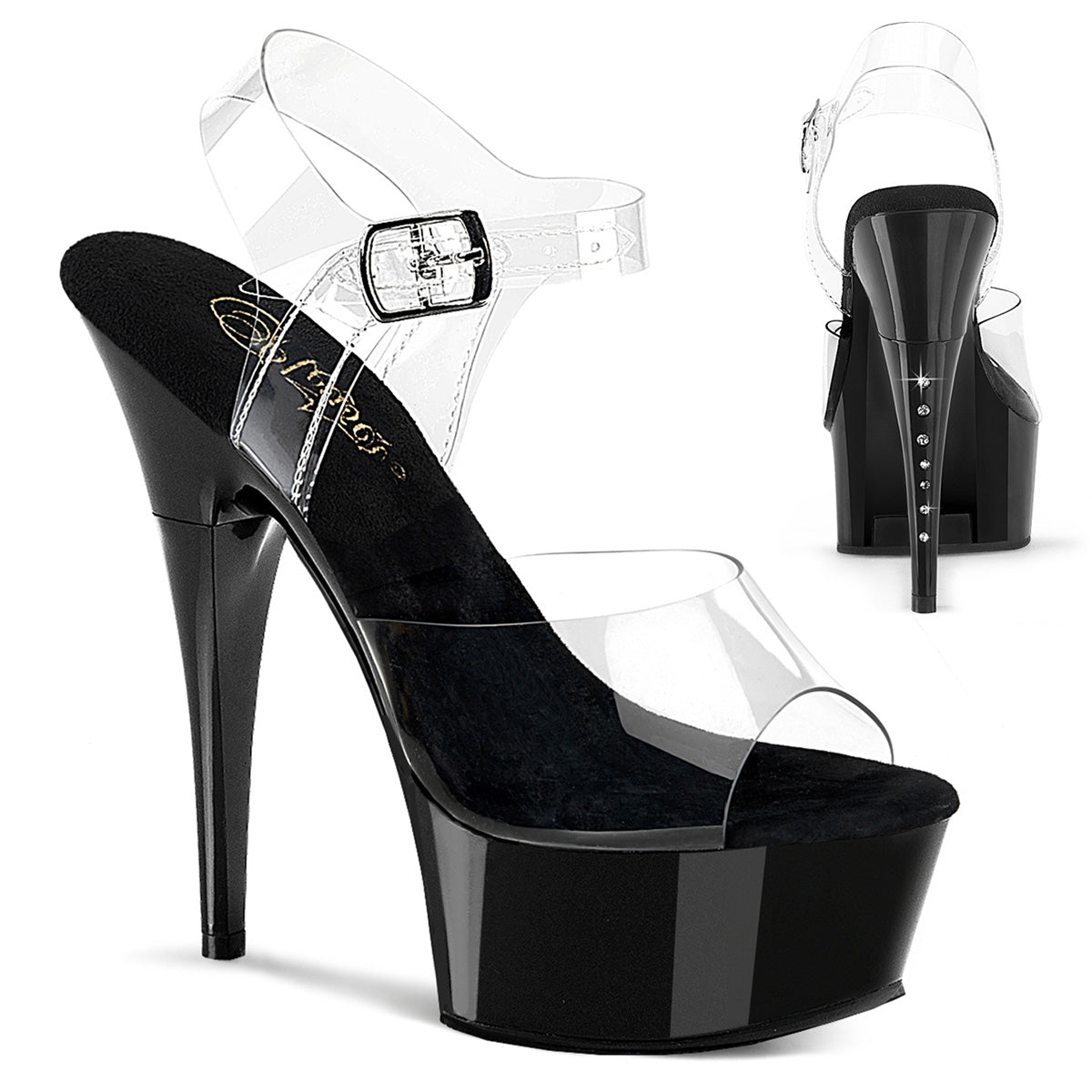 CAPTIVA-608 Pleaser Clear Black 6 Inch Pole Dancer Platform Shoes