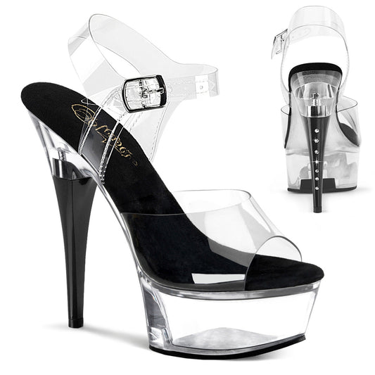 CAPTIVA-608 Pleaser Clear/Black Sexy Platform Shoes (Pole Dancing Heels)