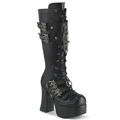 CHARADE-230 Demonia Cult Black 4.5 Inch Alternative Knee High Boots Blk Vegan Leather