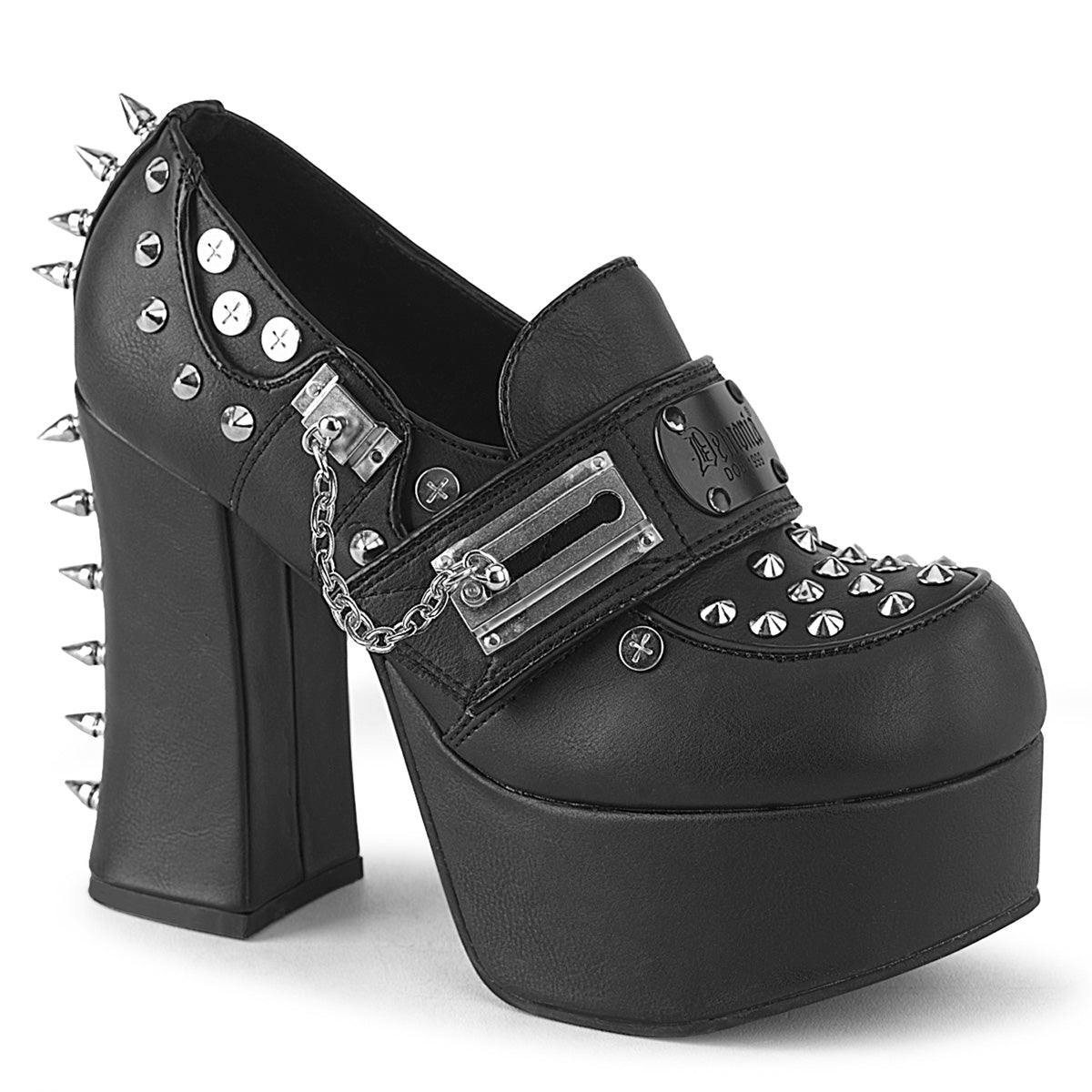 CHARADE-32 DemoniaCult Black Vegan Leather Sexy Women's Heels & Platform Shoes (Alternative Footwear)