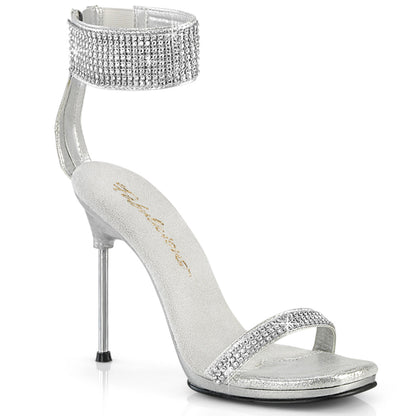 CHIC-40 Fabulicious Silver 4.5 Inch Elegant Shoes Slv Shimmery Fabric-RS Slv