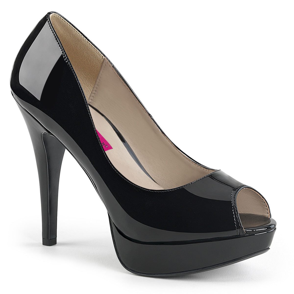CHLOE-01 Pleaser Pink Label Black 5.3 Inch Sexy Platform Heels Blk Pat
