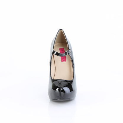 Pleaser Pink Label CHLOE-02 Black Platform Court Shoes - 5 1/4 Inch Heels