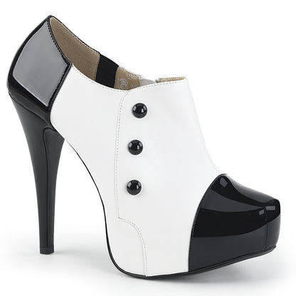 Pleaser Pink Label CHLOE-11 Black-White Platform Ankle Boots - 5 1/4 Inch Heels