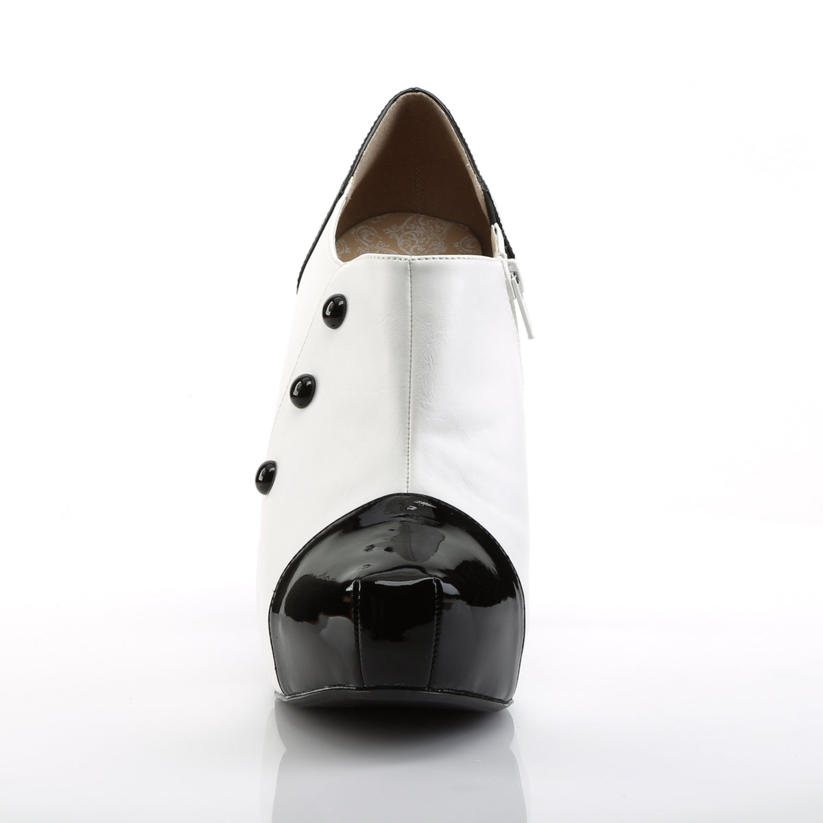 Pleaser Pink Label CHLOE-11 Black-White Platform Ankle Boots - 5 1/4 Inch Heels