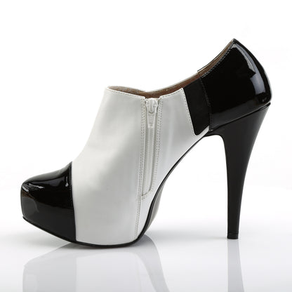 Pleaser Pink Label CHLOE-11 Black-White Platform Ankle Boots - 5 1/4 Inch Heels