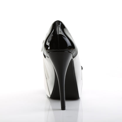 Pleaser Pink Label CHLOE-11 Black-White Platform Ankle Boots - 5 1/4 Inch Heels