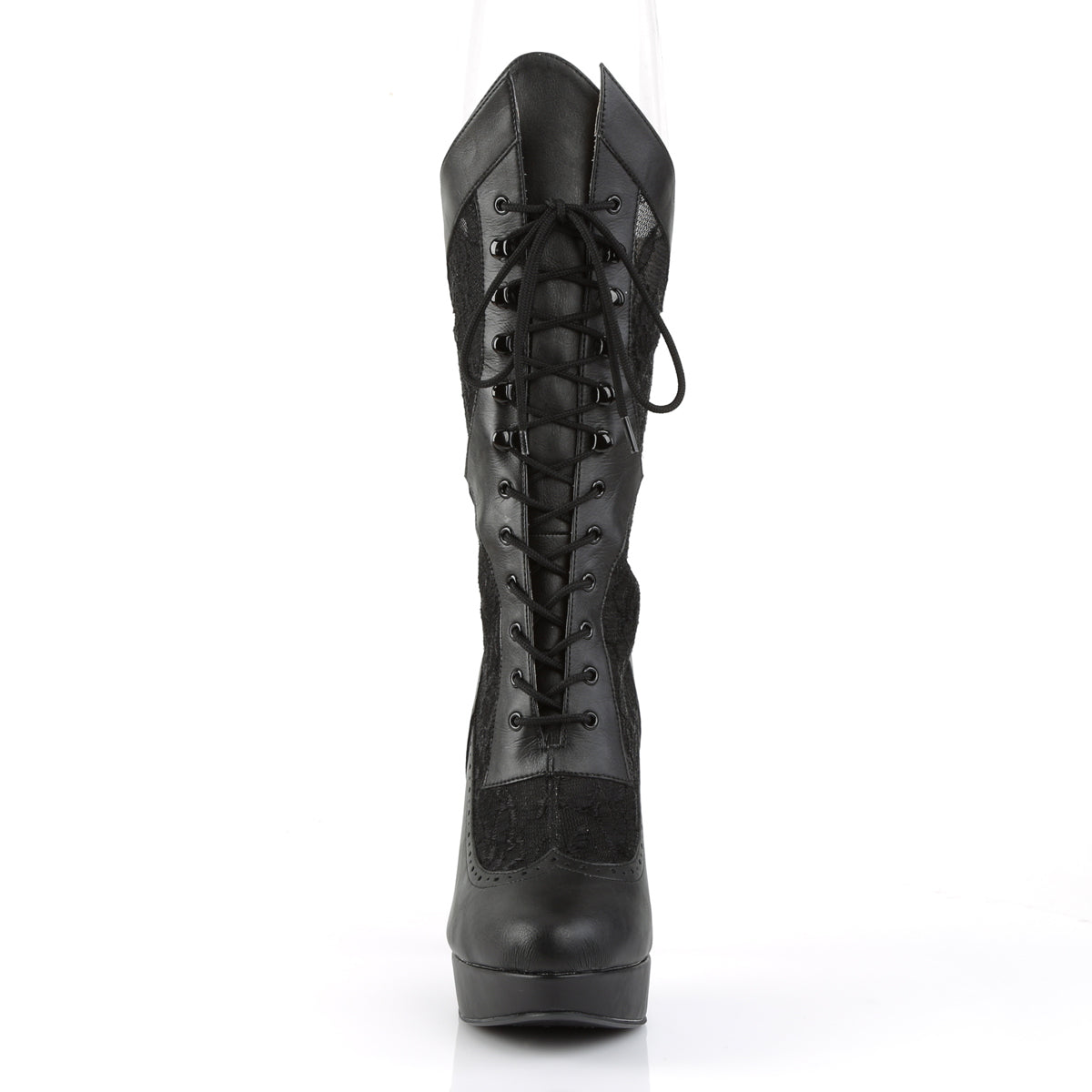 Pleaser Pink Label CHLOE-115 Black Platform Boots - 5 1/4 Inch Heels