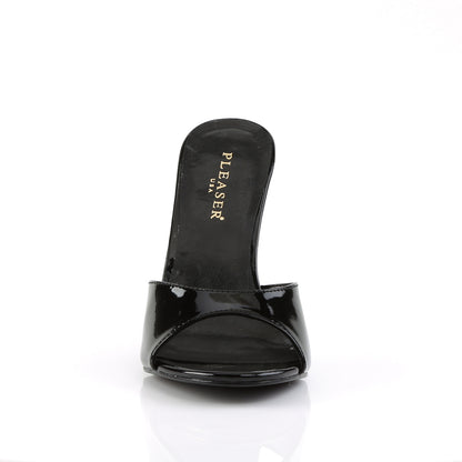 Pleaser CLASSIQUE-01 Black Peep Toe Mules - 4 Inch Heels