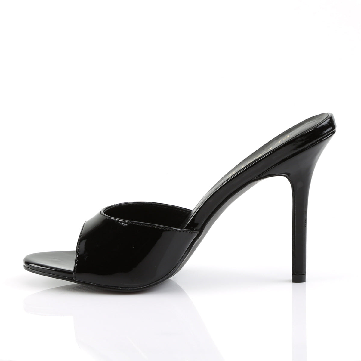 Pleaser CLASSIQUE-01 Black Peep Toe Mules - 4 Inch Heels