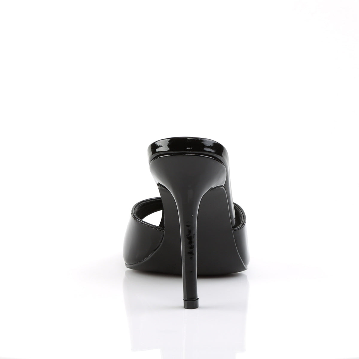 Pleaser CLASSIQUE-01 Black Peep Toe Mules - 4 Inch Heels