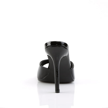 Pleaser CLASSIQUE-01 Black Peep Toe Mules - 4 Inch Heels