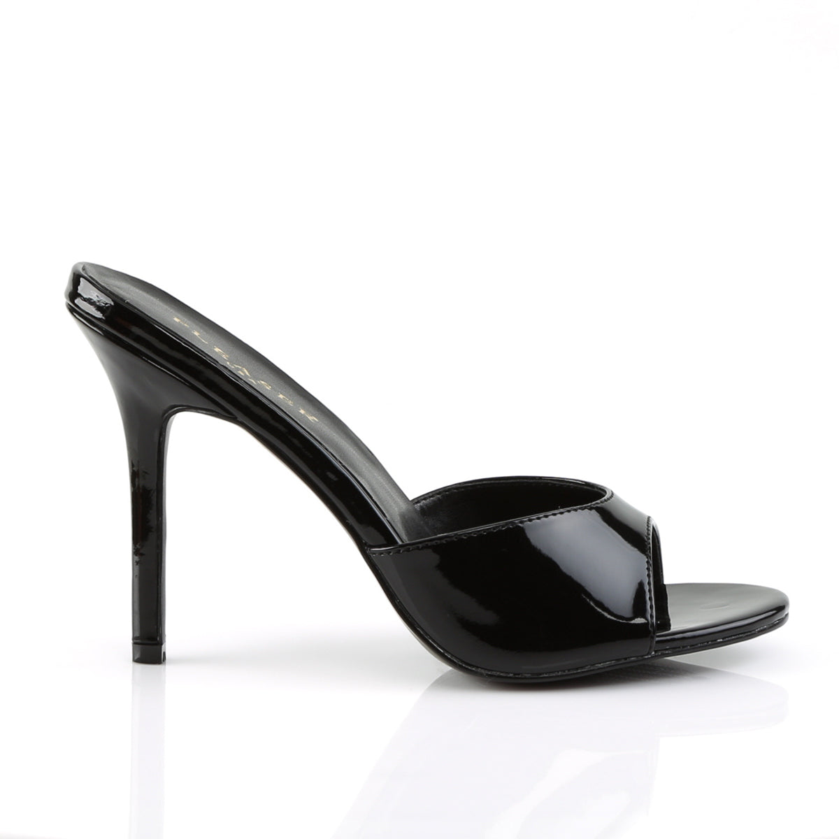 Pleaser CLASSIQUE-01 Black Peep Toe Mules - 4 Inch Heels