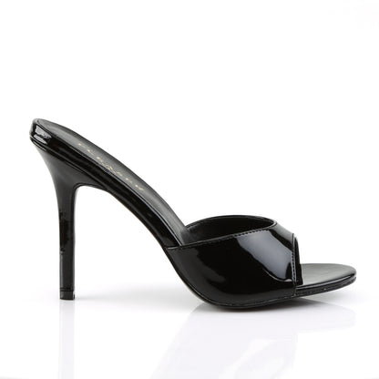 Pleaser CLASSIQUE-01 Black Peep Toe Mules - 4 Inch Heels