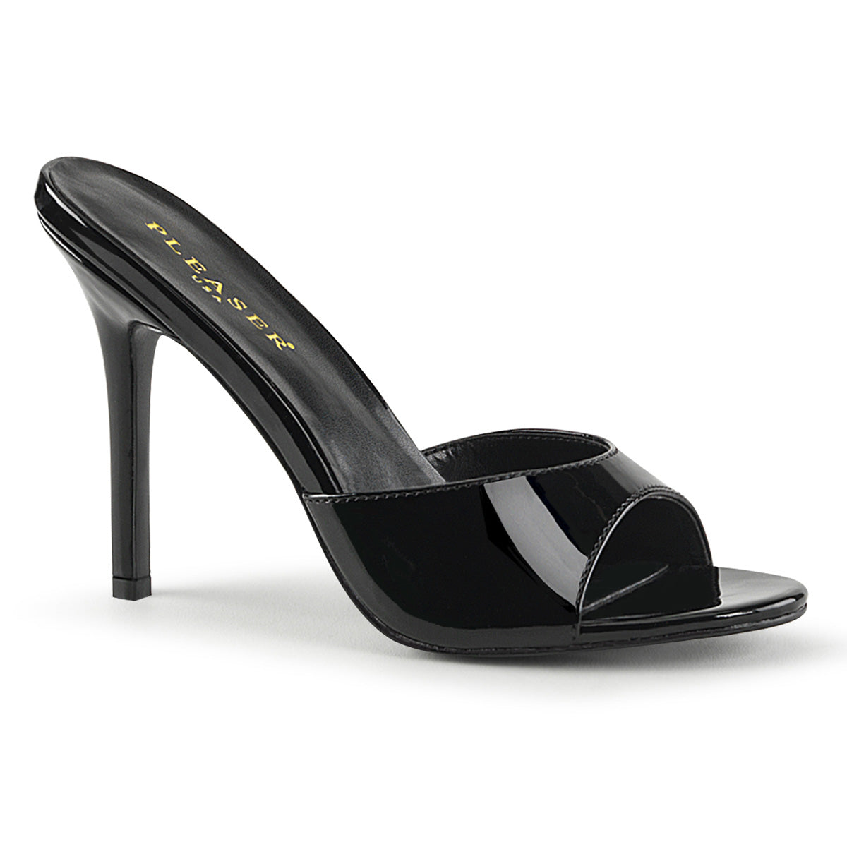 Pleaser CLASSIQUE-01 Black Peep Toe Mules - 4 Inch Heels