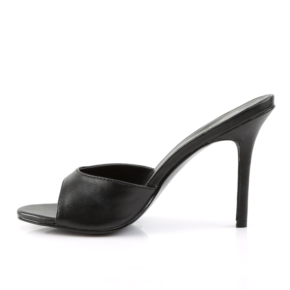Pleaser CLASSIQUE-01 Black Kid Peep Toe Mules - 4 Inch Heels