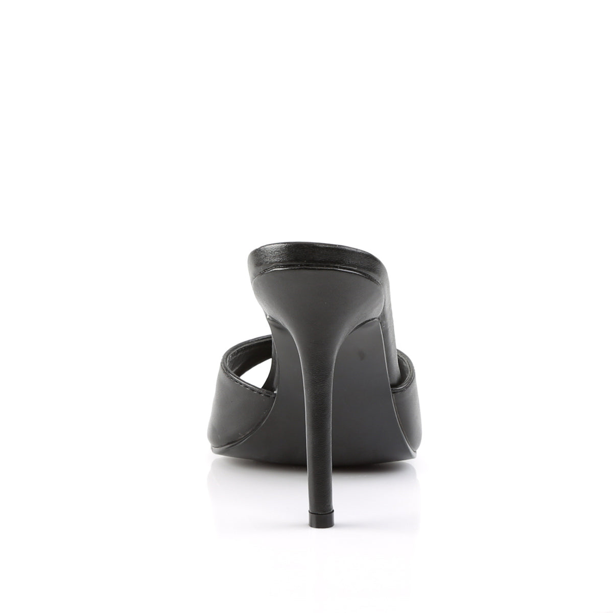 Pleaser CLASSIQUE-01 Black Kid Peep Toe Mules - 4 Inch Heels