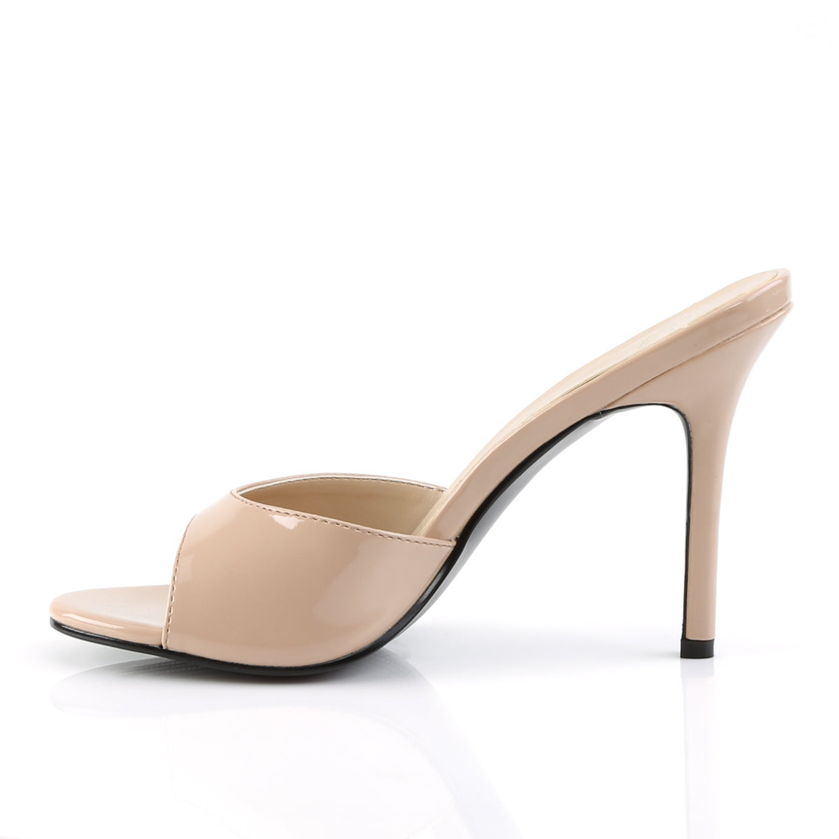 Pleaser CLASSIQUE-01 Nude Peep Toe Mules - 4 Inch Heels