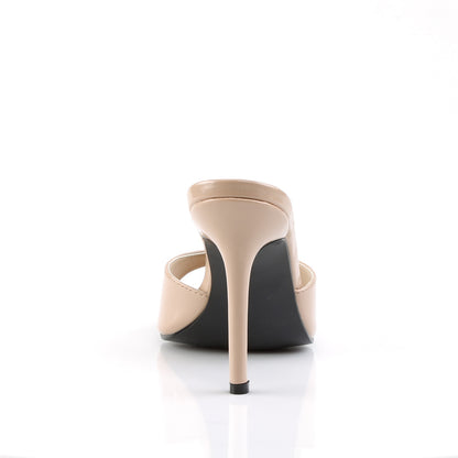 Pleaser CLASSIQUE-01 Nude Peep Toe Mules - 4 Inch Heels