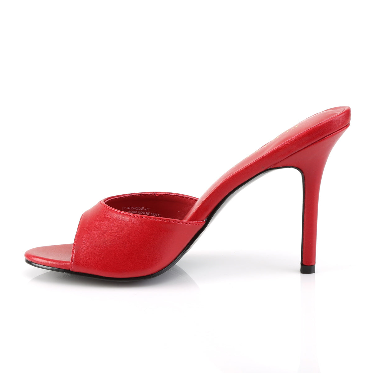 CLASSIQUE-01 Pleaser Red Kid Pu 4 Inch Daring Bedroom Heels