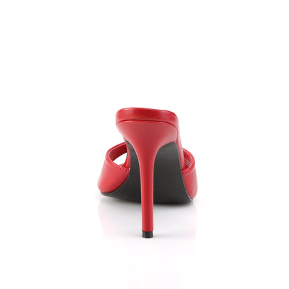 CLASSIQUE-01 Pleaser Red Kid Pu 4 Inch Daring Bedroom Heels