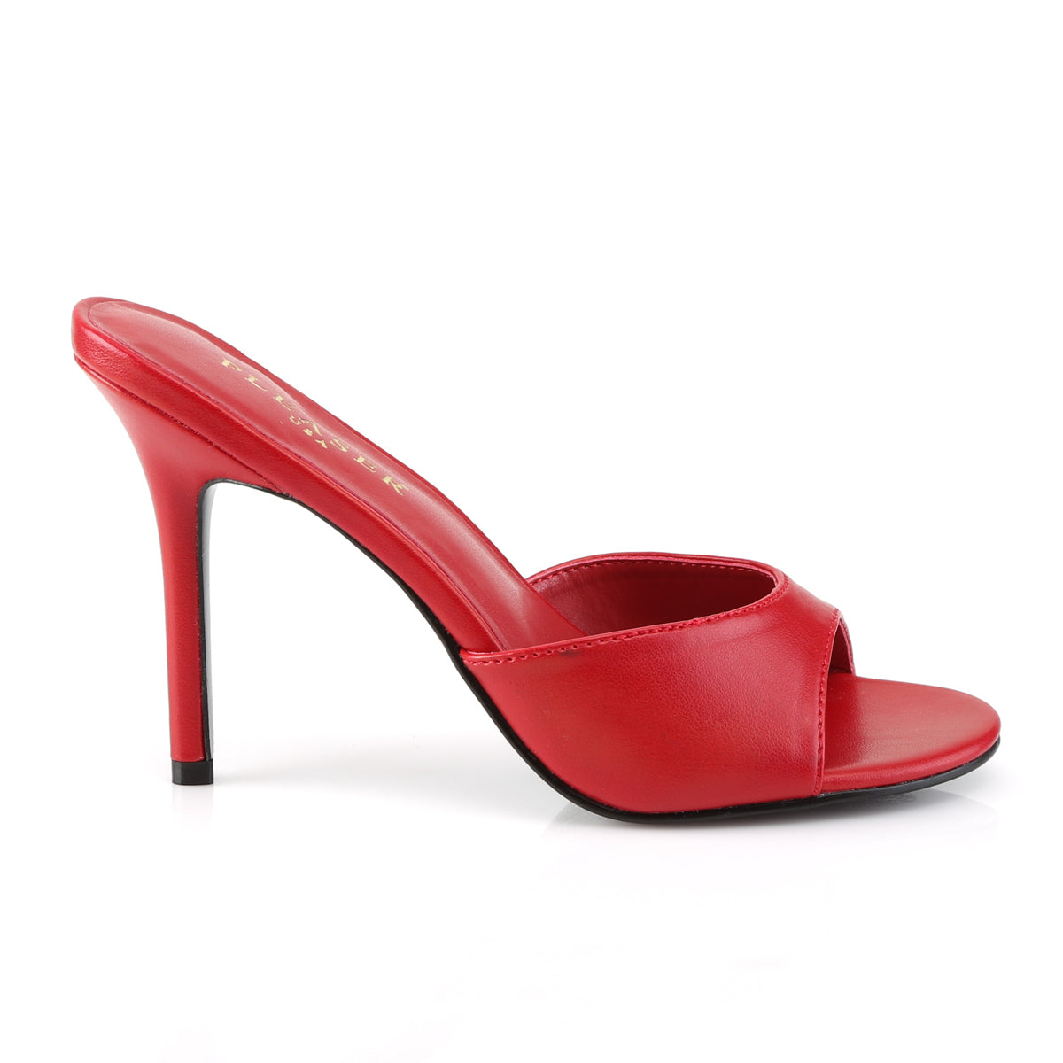 CLASSIQUE-01 Pleaser Red Kid Pu 4 Inch Daring Bedroom Heels