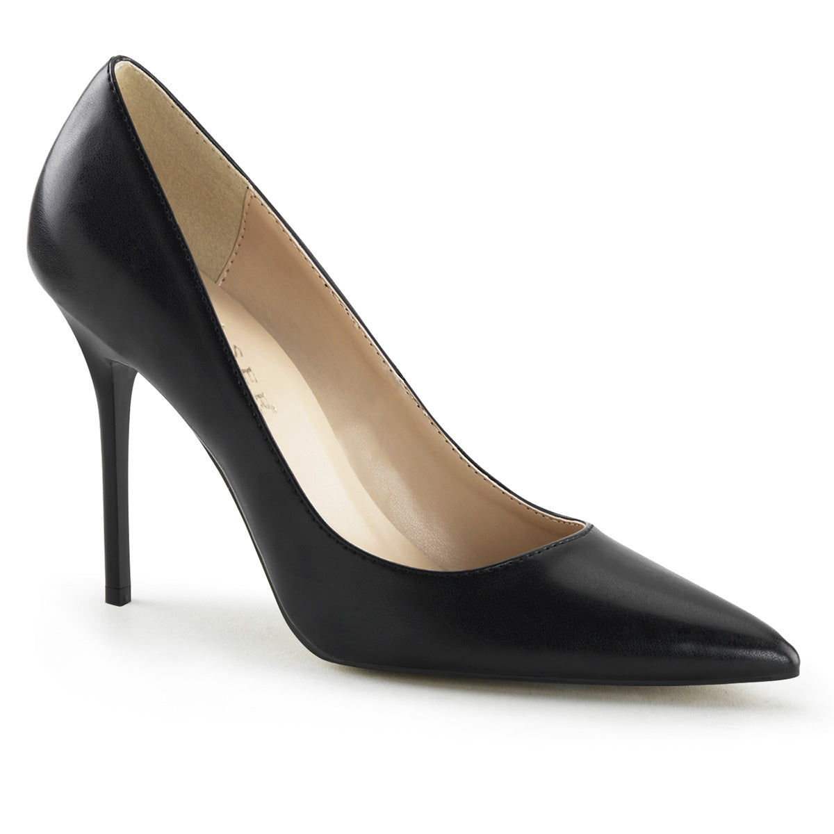 CLASSIQUE-20 Pleaser Black 4 Inch Sexy Bedroom Heels Black Kid Pu