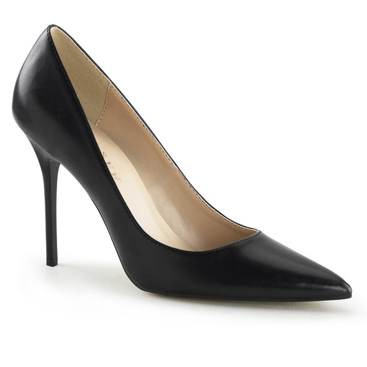 Pleaser CLASSIQUE-20 Black Kid Court Shoes - 4 Inch Heels