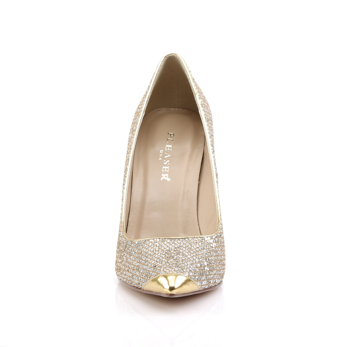 Pleaser CLASSIQUE-20 Gold Glittery Lame Court Shoes - 4 Inch Heels