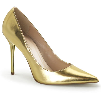CLASSIQUE-20 Pleaser Gold 4 Inch Tempting Bedroom Heels Gold Metallic Pu