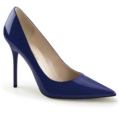 CLASSIQUE-20 Pleasers 4 Inch Heel Navy Blue Fetish Footwear