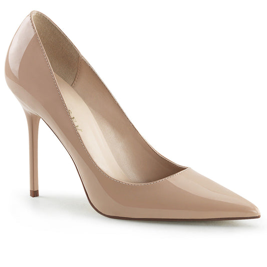 CLASSIQUE-20 Pleasers 4 Inch Heel Nude Patent Fetish Footwear