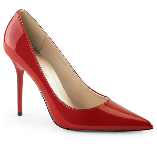CLASSIQUE-20 Pleasers 4 Inch Heel Red Fetish Footwear