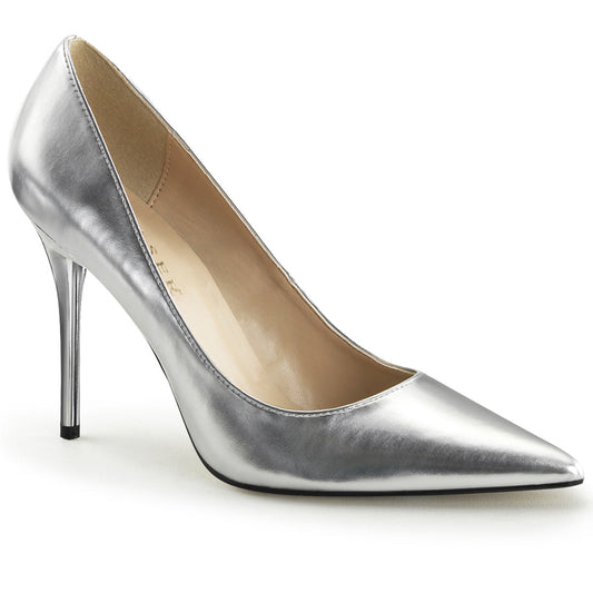 CLASSIQUE-20 Pleaser Silver 4 Inch Fetish High Heels