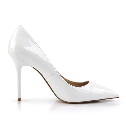Pleaser CLASSIQUE-20 White Court Shoes - 4 Inch Heels