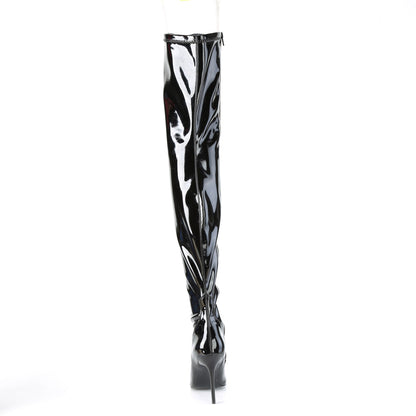 Pleaser CLASSIQUE-3000 Black Thigh High Boots - 4 Inch Heels
