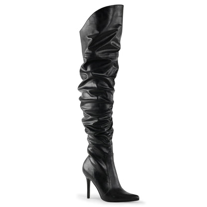 CLASSIQUE-3011 Pleaser Black 4 Inch Flirty Thigh Boots Black Faux Leather
