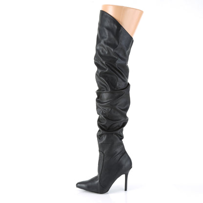 CLASSIQUE-3011 Pleaser Black 4 Inch Flirty Thigh Boots