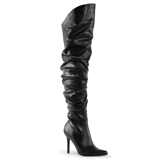 Pleaser CLASSIQUE-3011 Black Thigh High Boots - 4 Inch Heels