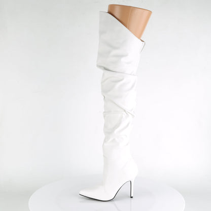 CLASSIQUE-3011 Pleaser White 4 Inch Tempting Thigh Length Boots